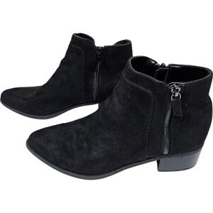 AK Anne Klein‎ Lavina Black Faux Suede Ankle Boots Side Zip Pointed Toe Booties